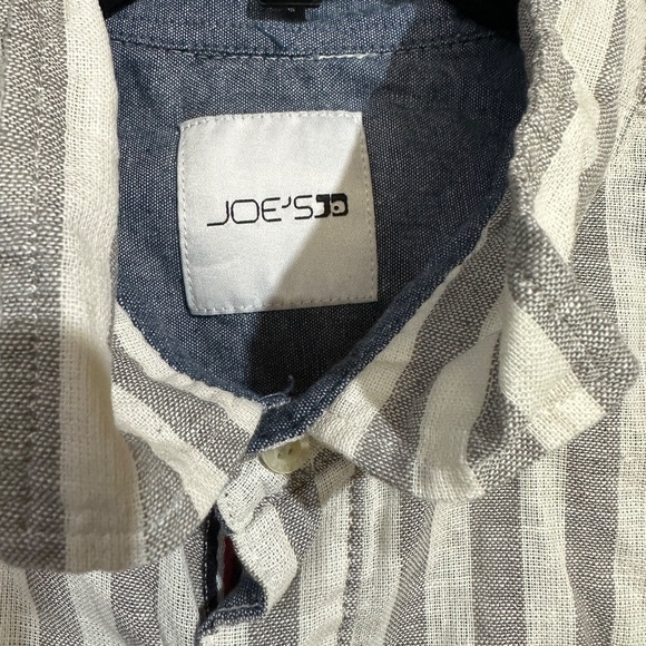 Joe's Jeans Men's Shirt XL Short Sleeve Striped Button Down with Pocket - Picture 6 of 7